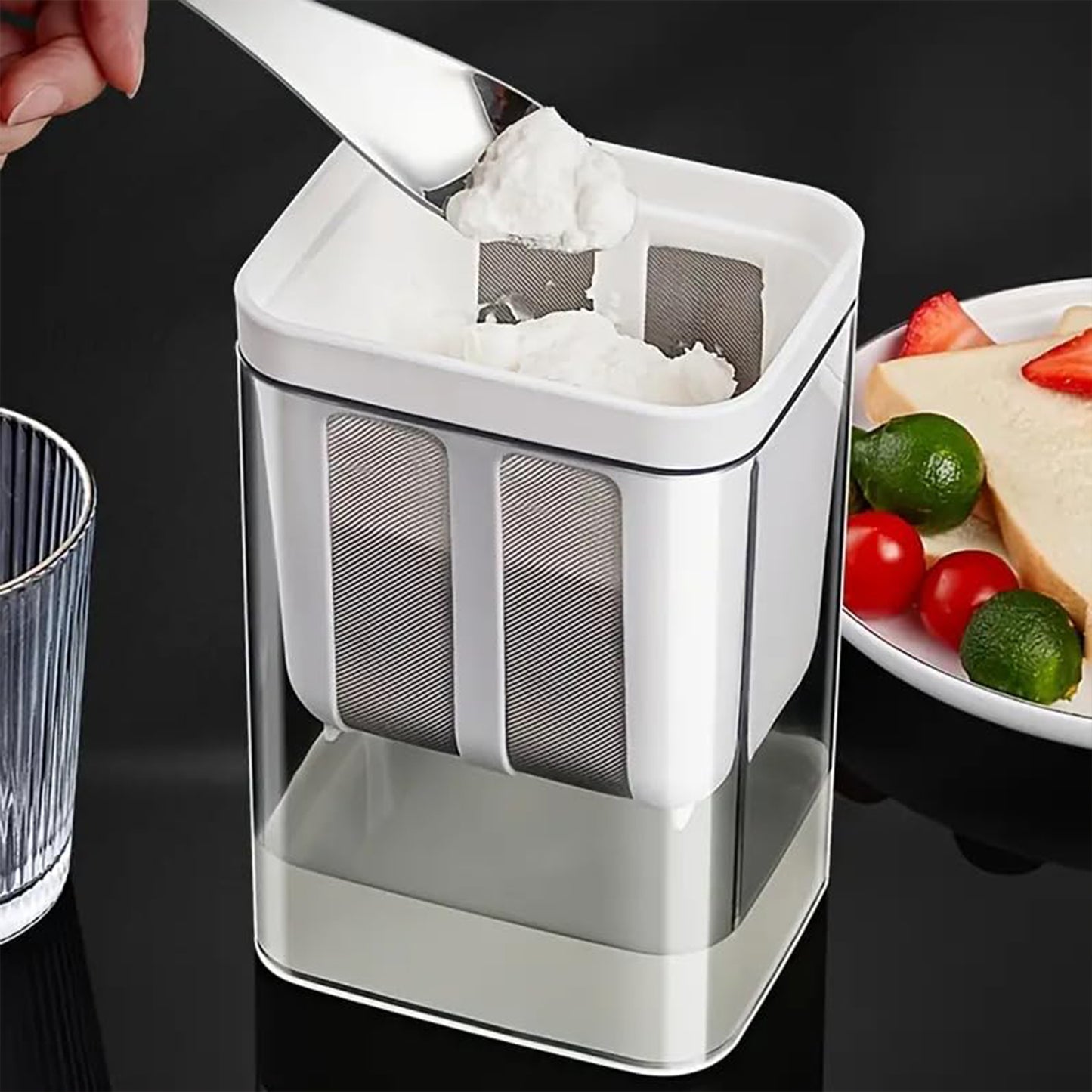 2 In 1 Multifunctional Yogurt Strainer With Storage Container  1100 Ml (1 Set) - Happy Price - Image 5