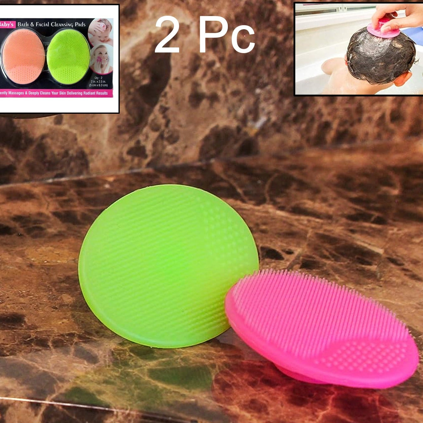 Bath  Facial Cleansing Brush Soft Silicone Face Scrubber (2 Pc Set) - Happy Price - Image 1