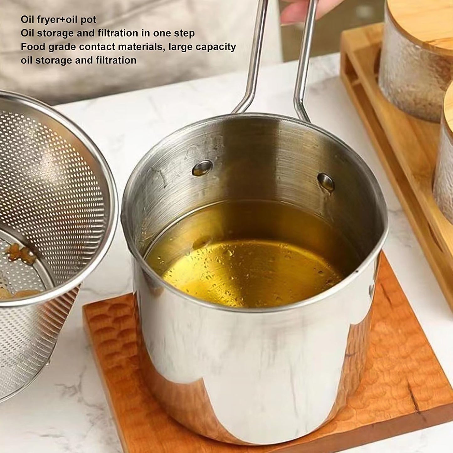 Small Deep Frying Pot With Strainer Basket (2 Pc Set) - Happy Price - Image 3