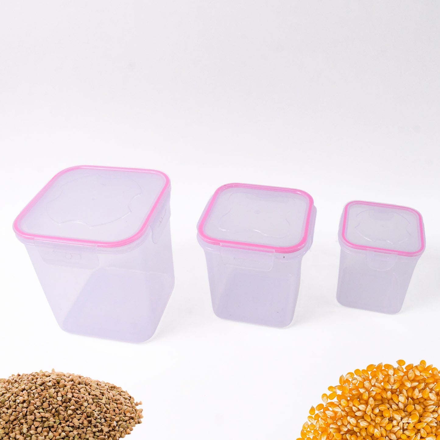 Kitchen Storage Container Set - 3 Pcs (1500ml, 1000ml, 500ml) Airtight Food Grade Plastic - Happy Price - Image 7