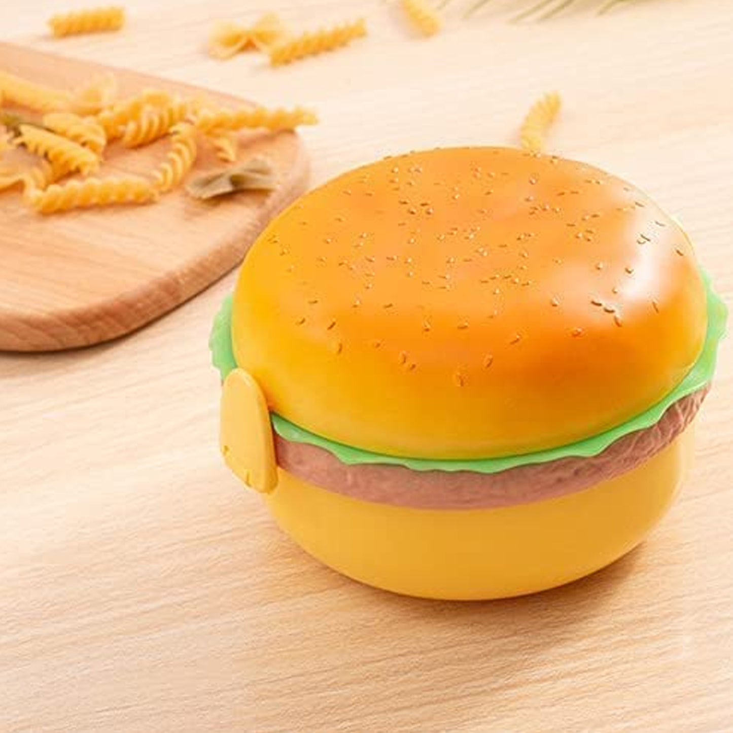 Burger Shape Lunch Box Plastic Lunch Box Food Container Sets Double Layer Lunchbox 1000ml With 2 Spoon Applicable To Kids And Elementary School Students - Happy Price - Image 5