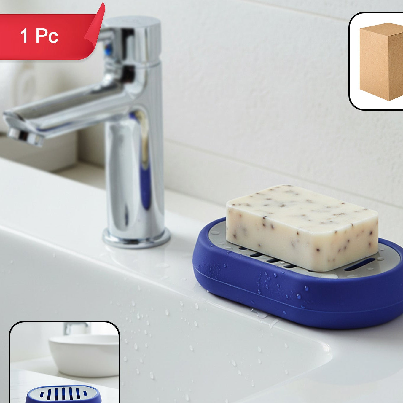 Plastic Soap Holder Tray With Drain Slots (1 Pc)
