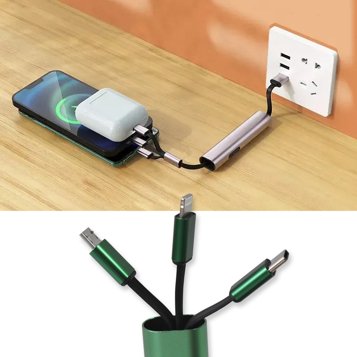 Charging Cable 3 In 1 Extendable Data Transmit  Charging Cable (1 Pc) - Happy Price - Image 3