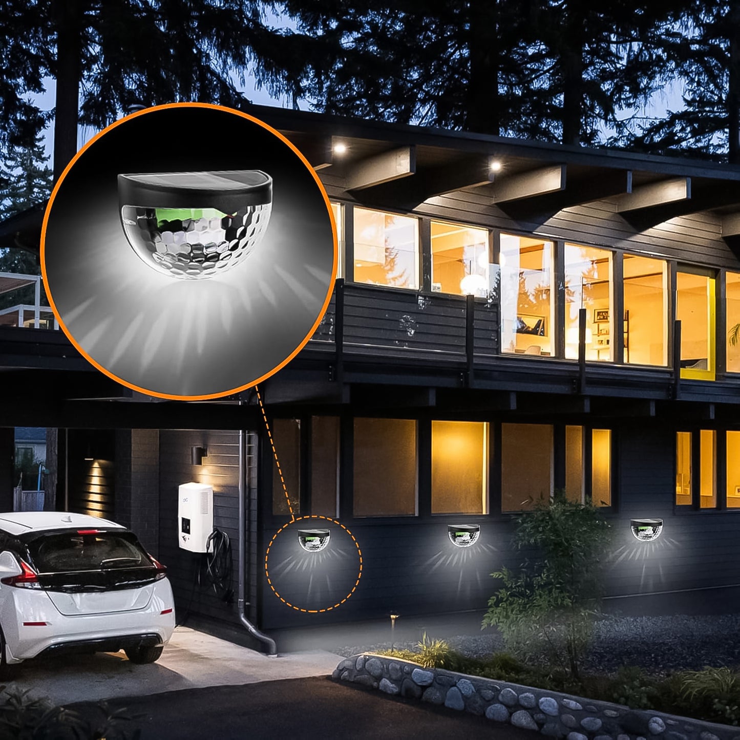 6 Led Solar Powered Wall Mount Fence Light With Honeycomb Shade Design (2 Pc Set) - Happy Price - Image 6