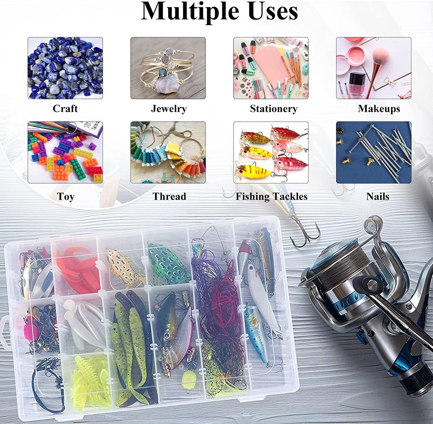 36 Grids Clear Plastic Organizer Jewelry Storage Box With Adjustable Dividers Transparent Organizer Box (1pc) - Happy Price - Image 4