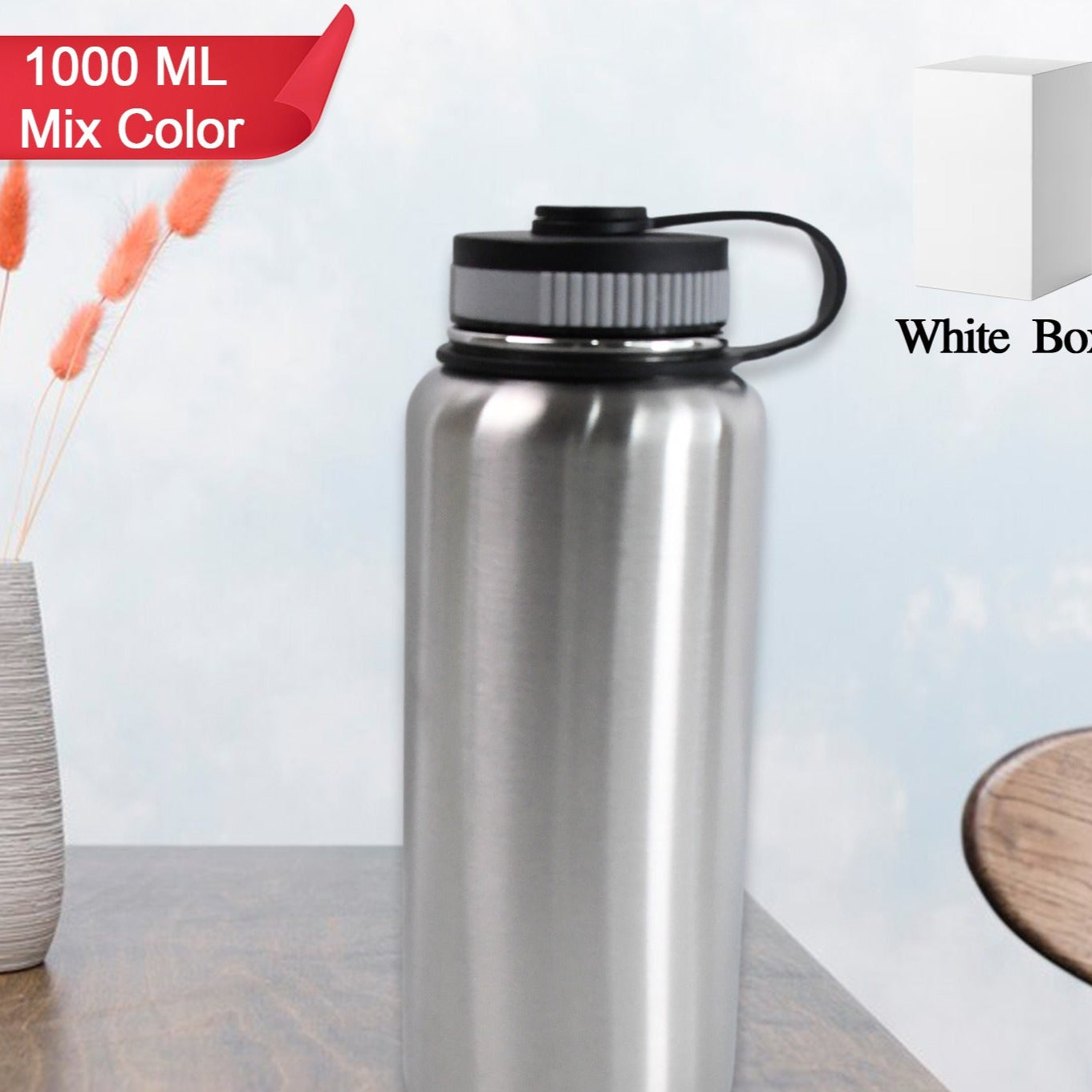 Stainless Steel Double Wall Vacuum-insulated Drink Water Bottle (1000 Ml  Mix Color) - Happy Price - Image 1