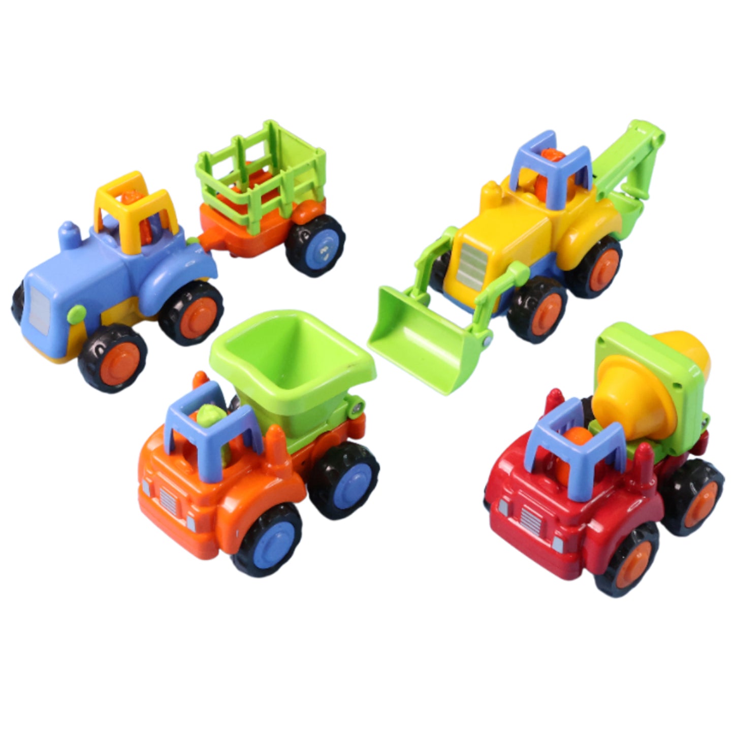 4 Pc Construction Vehicle Toy Set for Kids - Pull-Back Engineering Trucks - Happy Price - Image 2