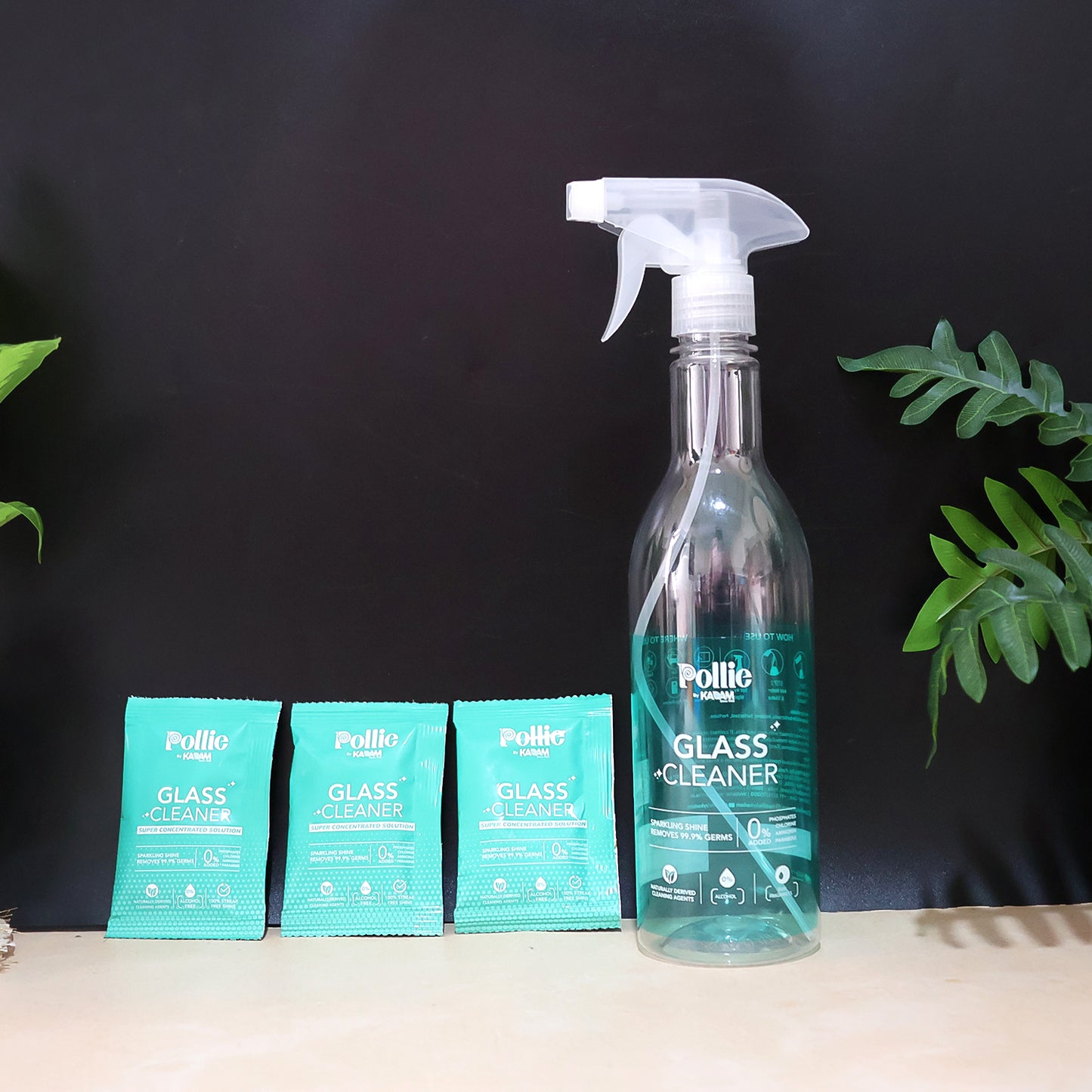 Kadam Concentrated Glass Cleaner Refill Kit with Reusable Spray Bottle - 3 Sachets for 600ml Solution - Happy Price - Image 4