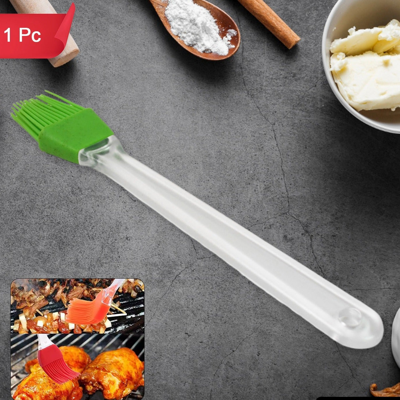 Silicone Spatula and Pastry Brush Set for Kitchen Cooking & Baking - 1 Pc - Happy Price - Image 1