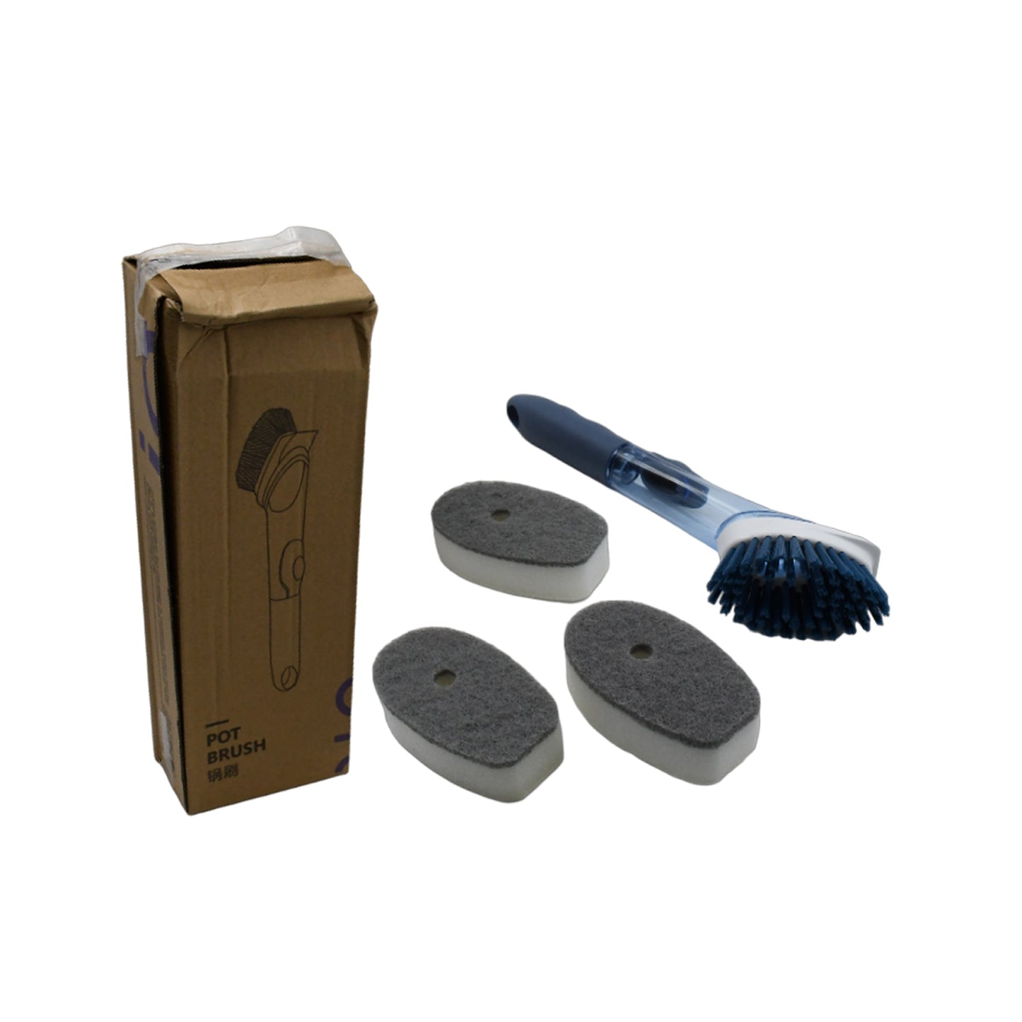 Dish Scrubber with Built-in Soap Dispenser - Kitchen Cleaning Brush with 1 Handle and 3 Refill Heads - Happy Price - Image 5