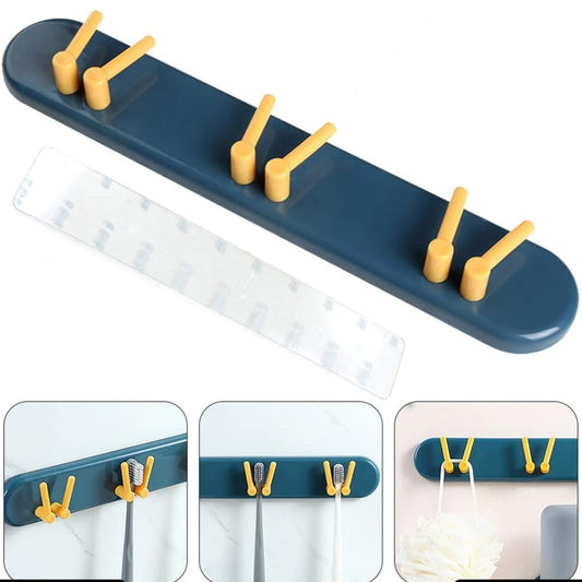 Toothbrush Holder Plastic Bathroom Accessories Organizer Wall Mounted Hanging Mount Shelf  Hooks (1pc) - Happy Price - Image 1