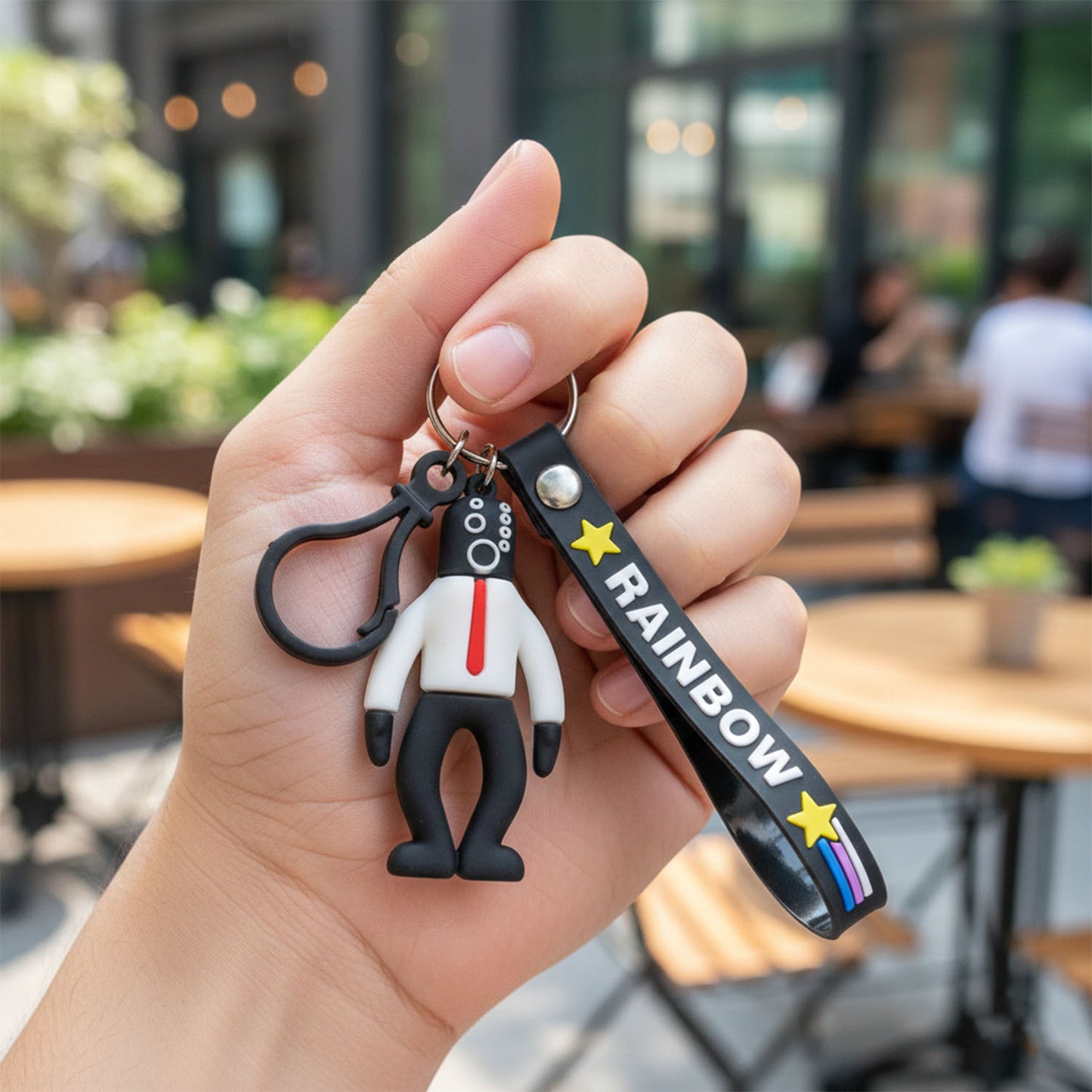 Cartoon Man Figure Keychain with Rainbow Strap - 1 Pc - Happy Price - Image 3