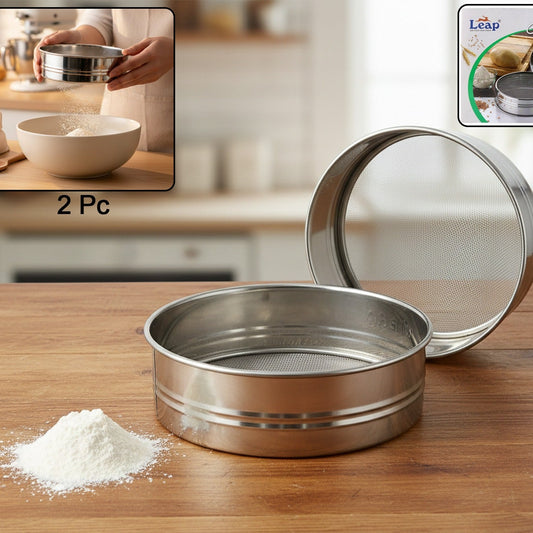 Stainless Steel Fine Mesh Sieve Set for Kitchen - 2 Pcs - Happy Price - Image 1