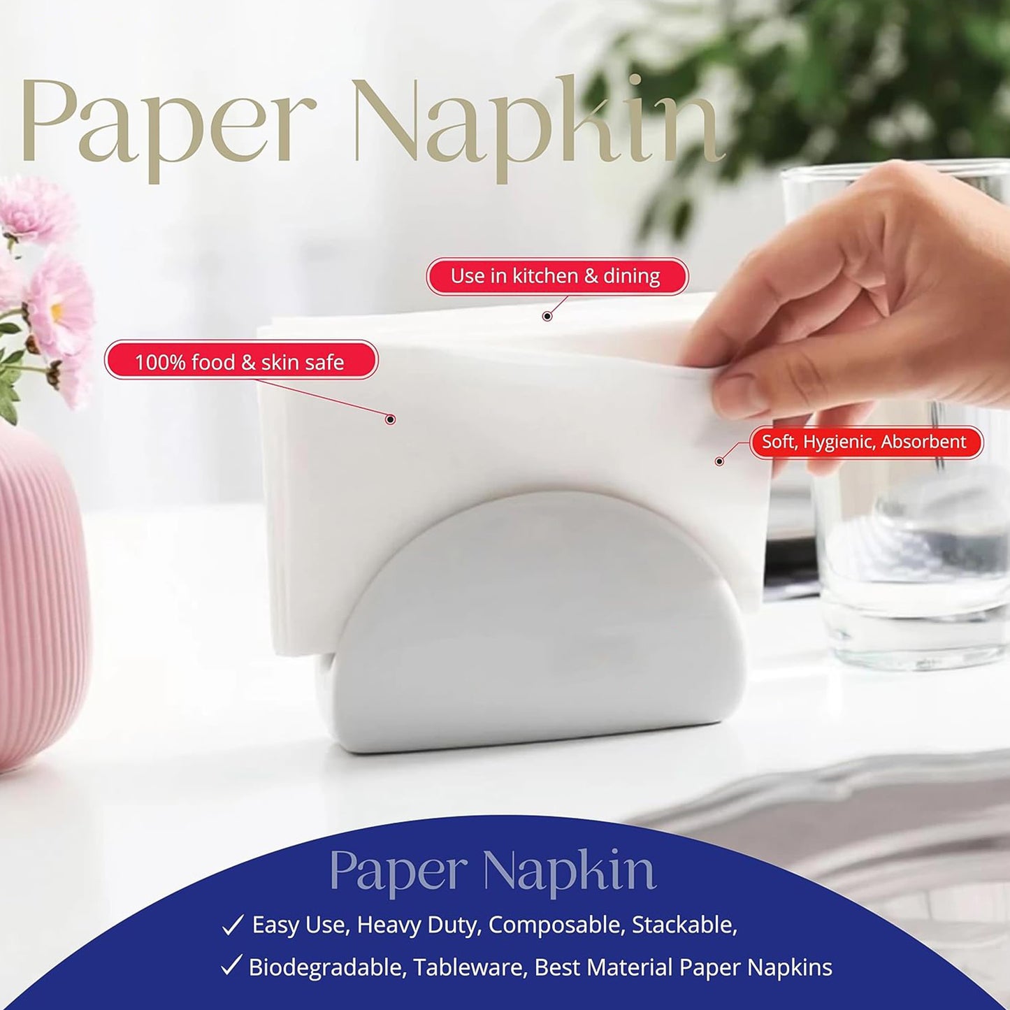 Soft  Absorbent Disposable Tissue Napkins   Paper (75 Pc) - Happy Price - Image 6