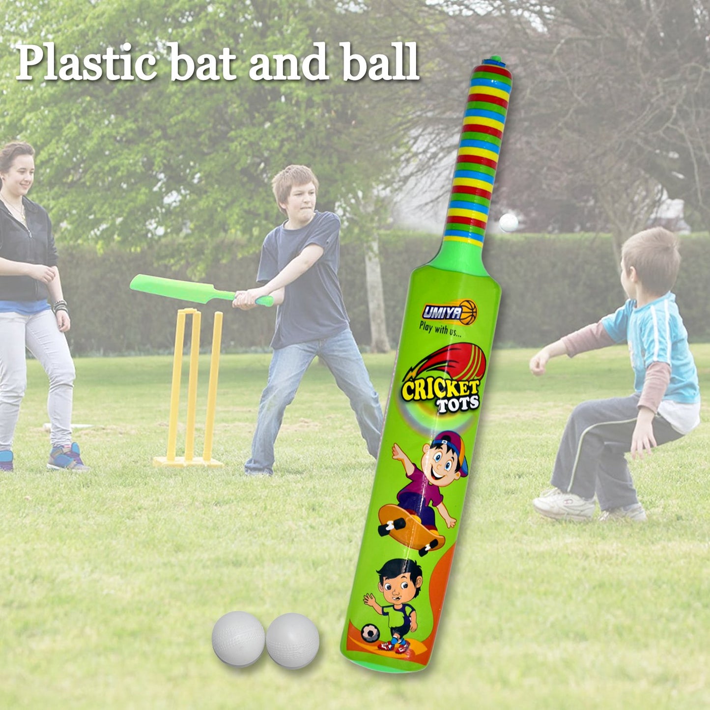Combo Of Light Weight Plastic Bat Ball  Hockey For Kids Boys Indoor Outdoor Play - Happy Price - Image 2