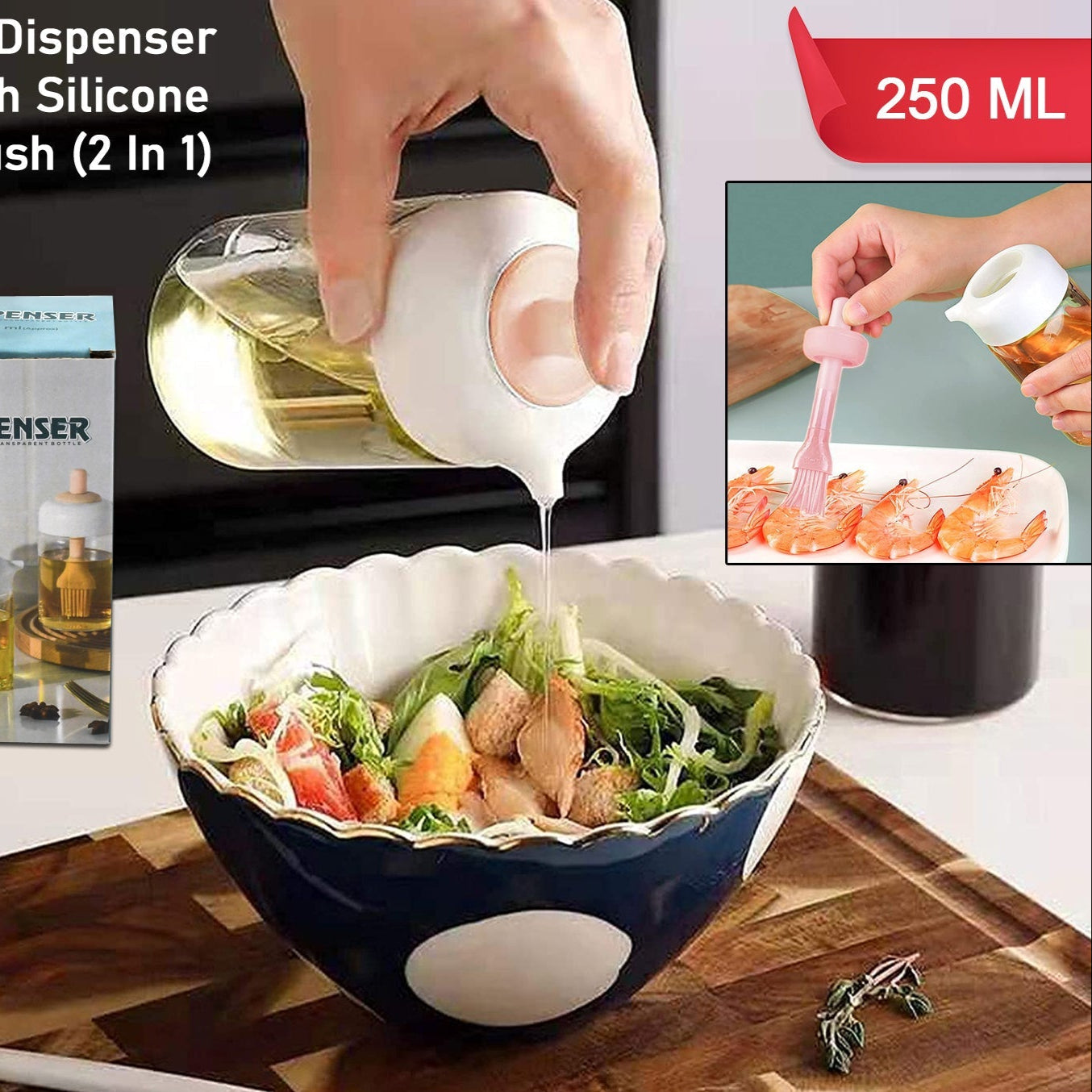 Oil Dispenser With Silicone Oil Brush (1 Pc  With Brush  250 Ml Approx) - Happy Price - Image 1
