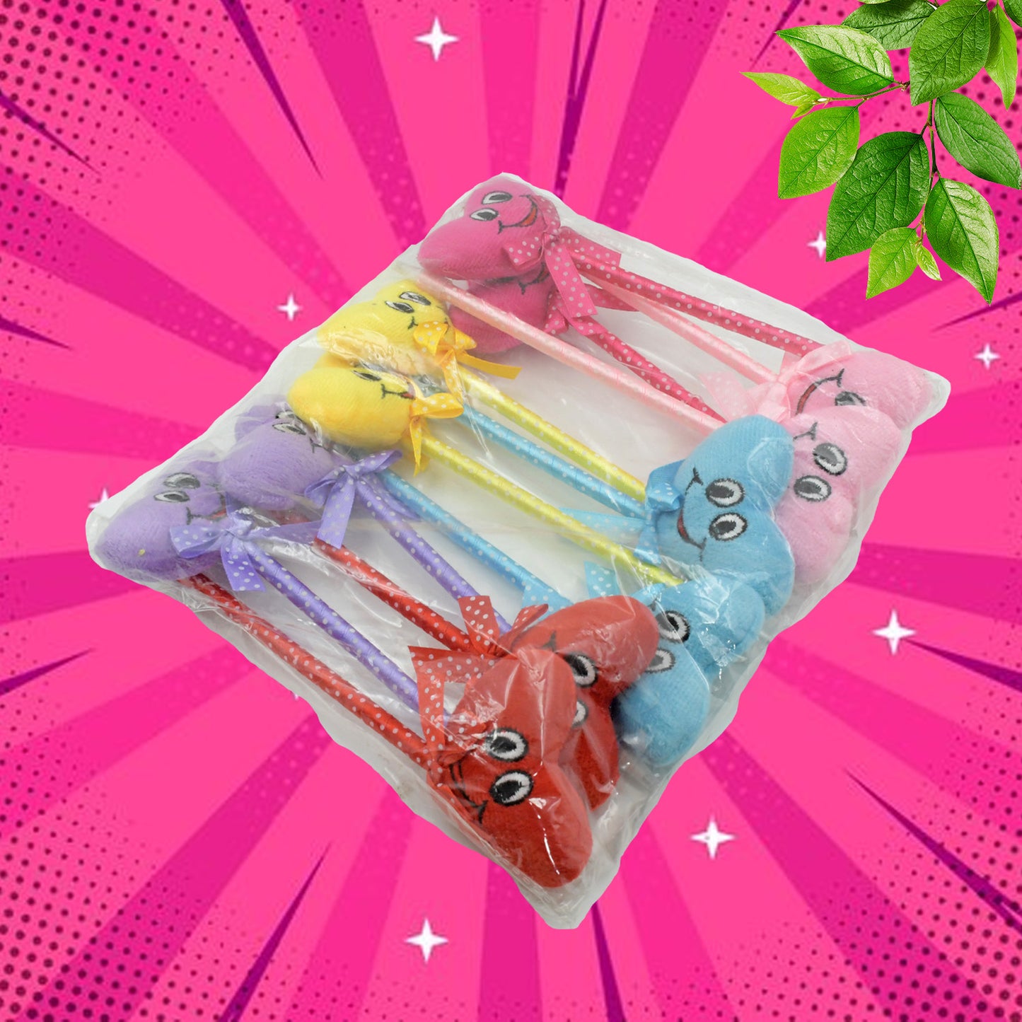 Cute Cartoon Shape  Heart Design Facy Writting Pen Attached Rattle  Ball Pen Smooth Writing For Wedding  Events  Multiuse Pen  Best Pen L Use For Kids (12 Pcs Set Mix Design  Color) - Happy Price - Image 6