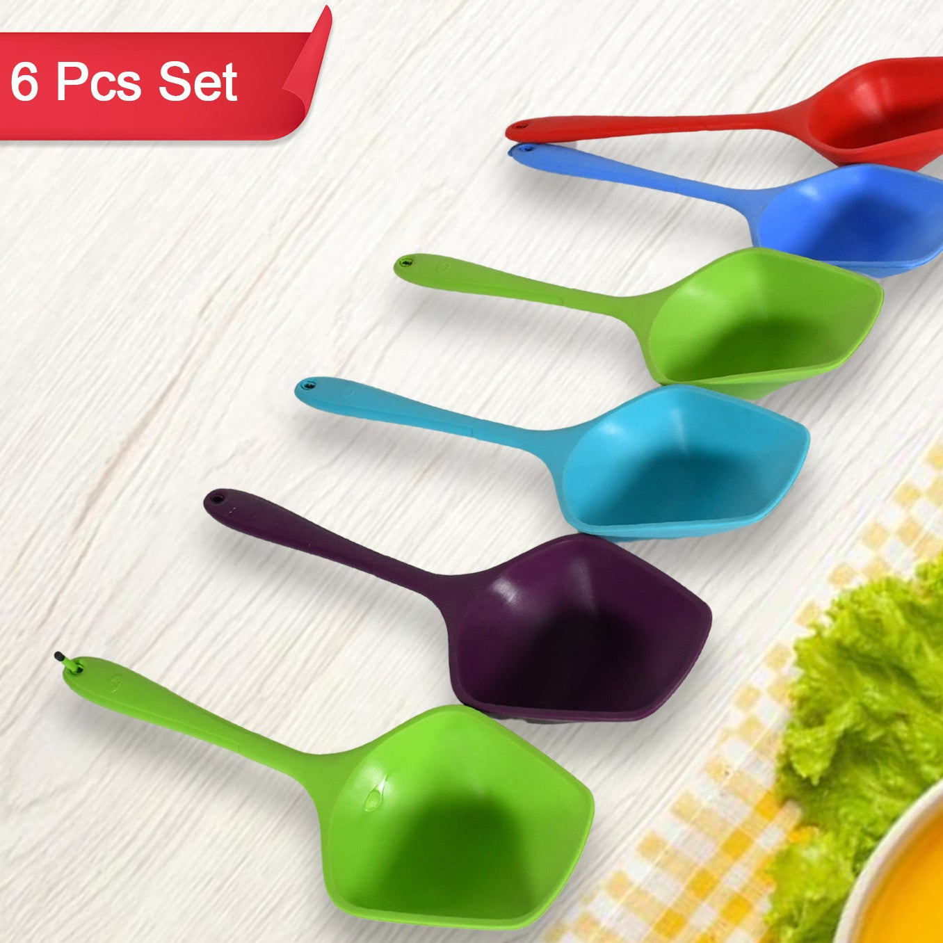 Multipurpose Silicone Spoon Silicone Basting Spoon Non-stick Kitchen Utensils Household Gadgets Heat-resistant Non Stick Spoons Kitchen Cookware Items For Cooking And Baking (6 Pcs Set) - Happy Price - Image 1
