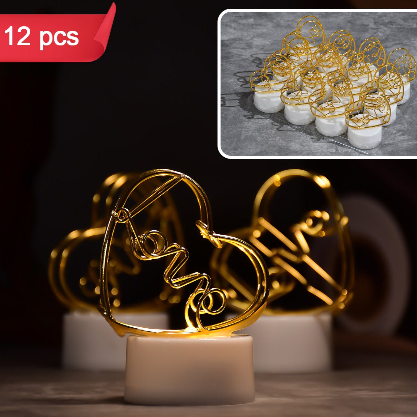 Multicolor Flameless Heart Design Candles For Decoration (Set Of 12pc) - Happy Price - Image 1