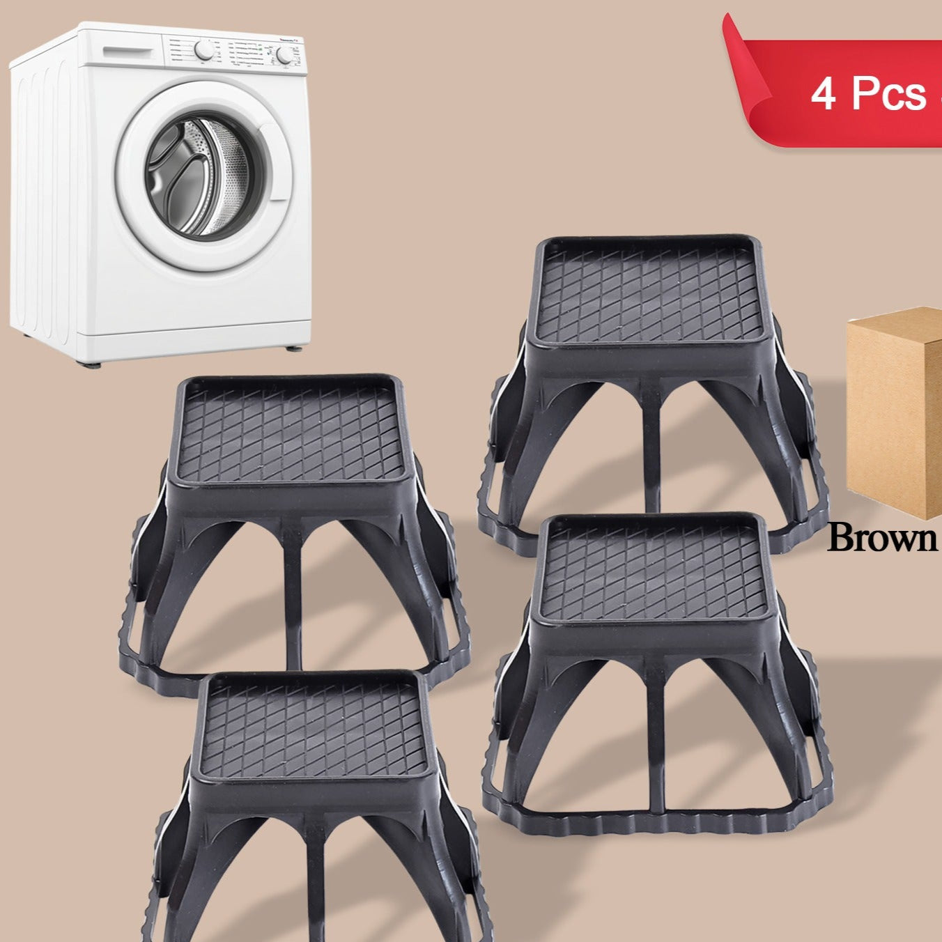 Multi-purpose Plastic Washing Machine Stand (4 Pcs Set) - Happy Price - Image 1