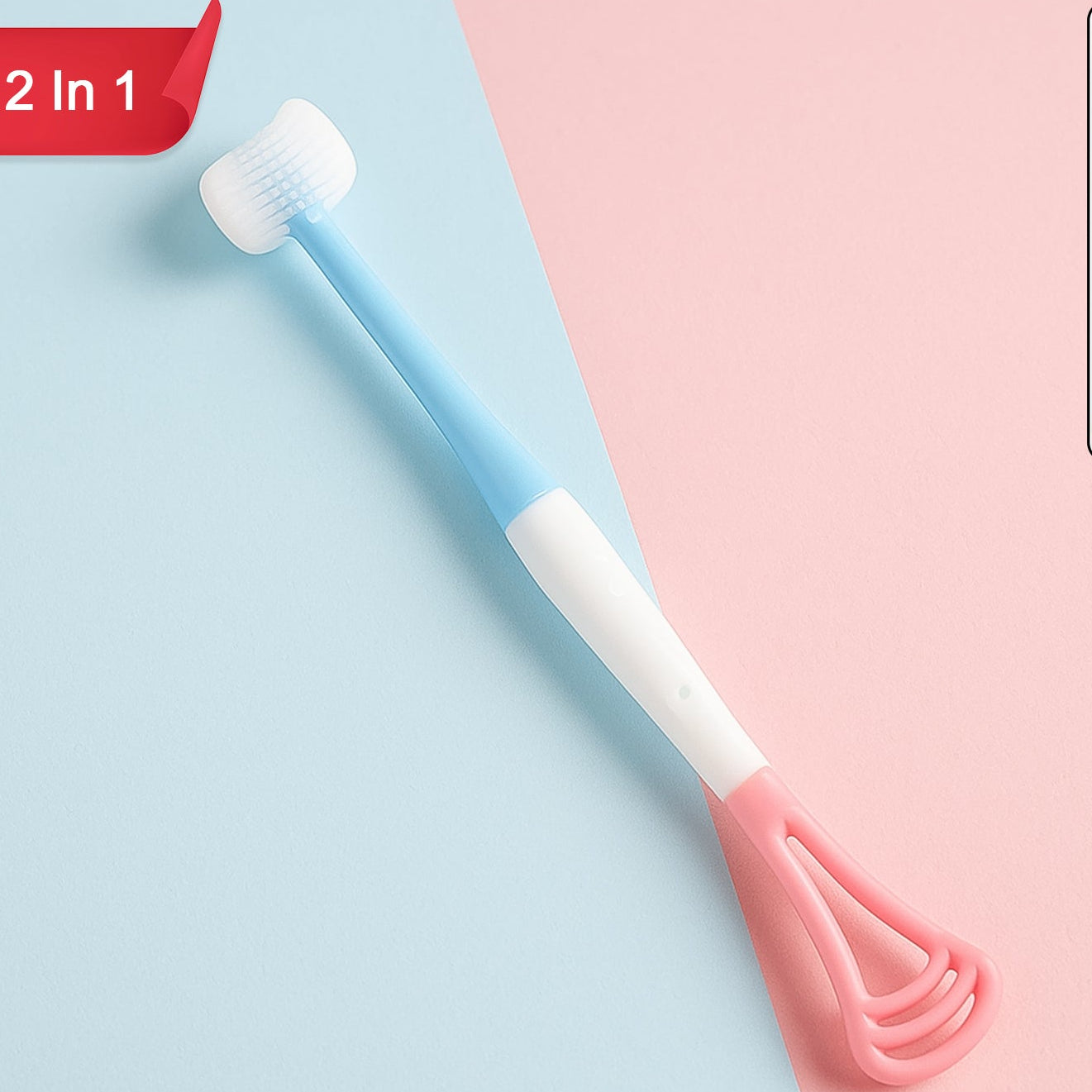 2-in-1 Baby Oral Care Stick: Soft Silicone Tongue Cleaner & Gum Massager (1 Pc) - Happy Price - Image 1