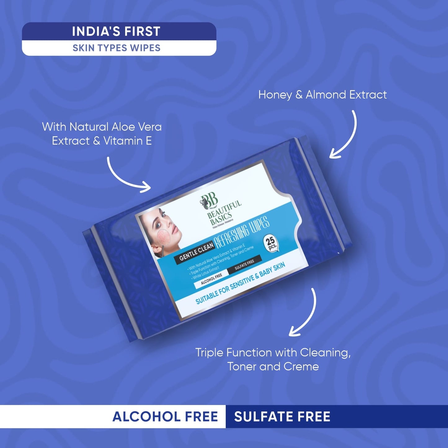 Refreshing Wet Wipes For Face  Facial Cleansing  Refreshing  Skin Hydration Soothing For Skin  Ph Balance  Alcohol Free  Nourishing With Fruit Extract  25 Wipes - Happy Price - Image 3