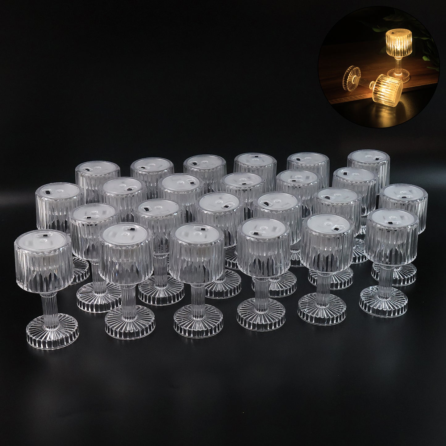 Set of 24 LED Crystal Effect Mini Table Lamps - Happy Price - Image 2