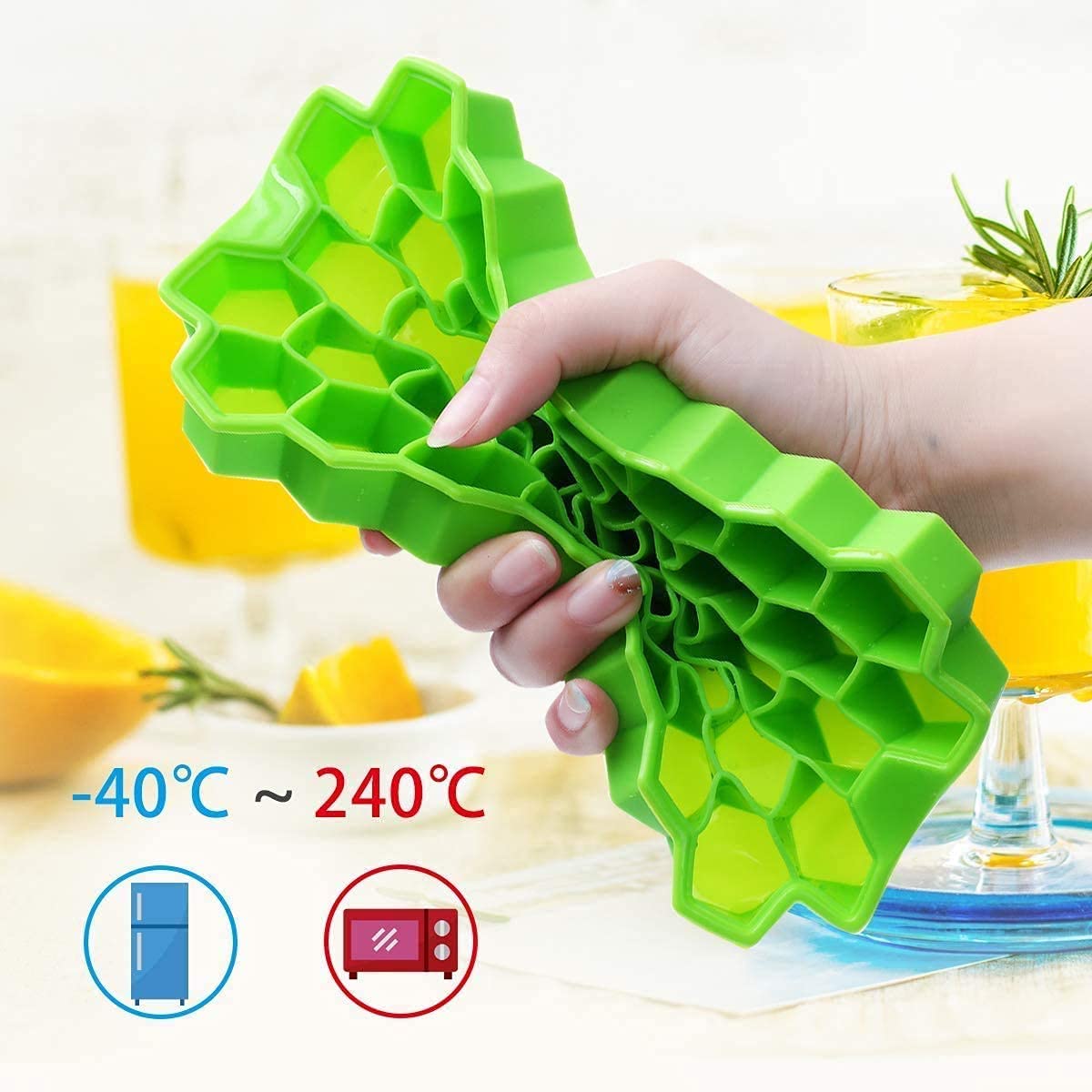 Flexible Silicone Honeycomb Design 37 Cavity Ice Cube Moulds Trays Small Cubes For Whiskey Tray For Fridge (Multicolor) - Happy Price - Image 4