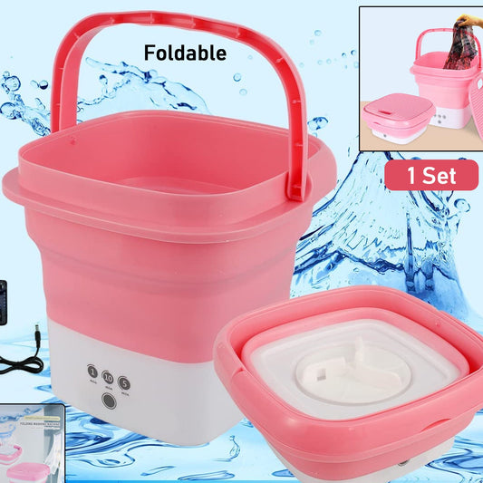 Foldable Electric Mini Washing Machine Bucket - Portable, USB Powered, 3 Timer Settings (1 Pc) - Happy Price - Image 1