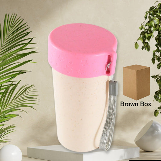 Travel Coffee Cup Portable Water Bottle Wheat Straw Coffee Tea Mug Coffee Mug With Lids For Coffee Tea (300 Ml Approx) - Happy Price - Image 1