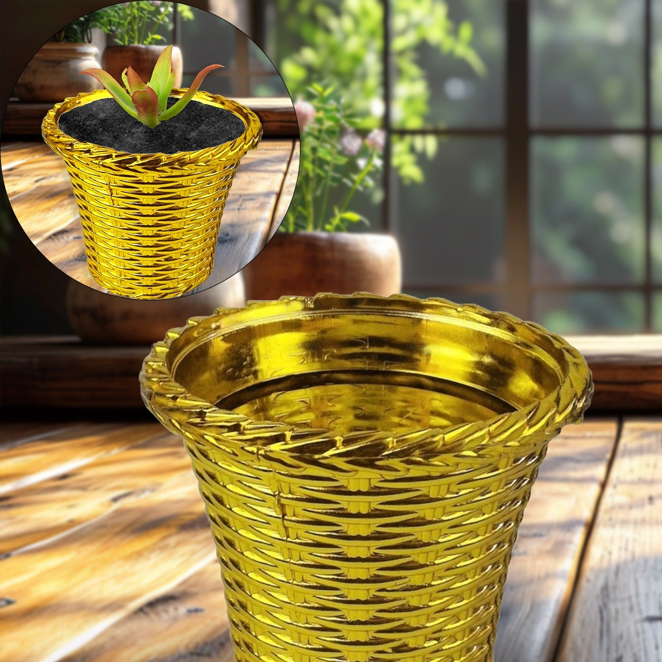 Plastic Flower Valencia (Pot) Home And Outdoor (1 Pc) - Happy Price - Image 1