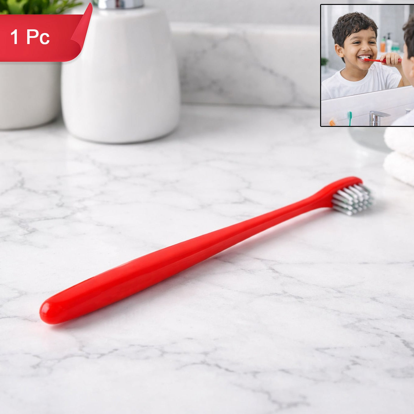 Gentle Kids Toothbrush with Soft Bristles (1 Pc) - Easy Grip for Little Hands - Happy Price - Image 1