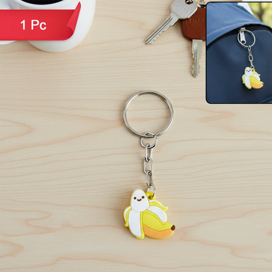Cute Banana Cartoon Keychain with Metal Ring (1 Pc) - Happy Price - Image 1