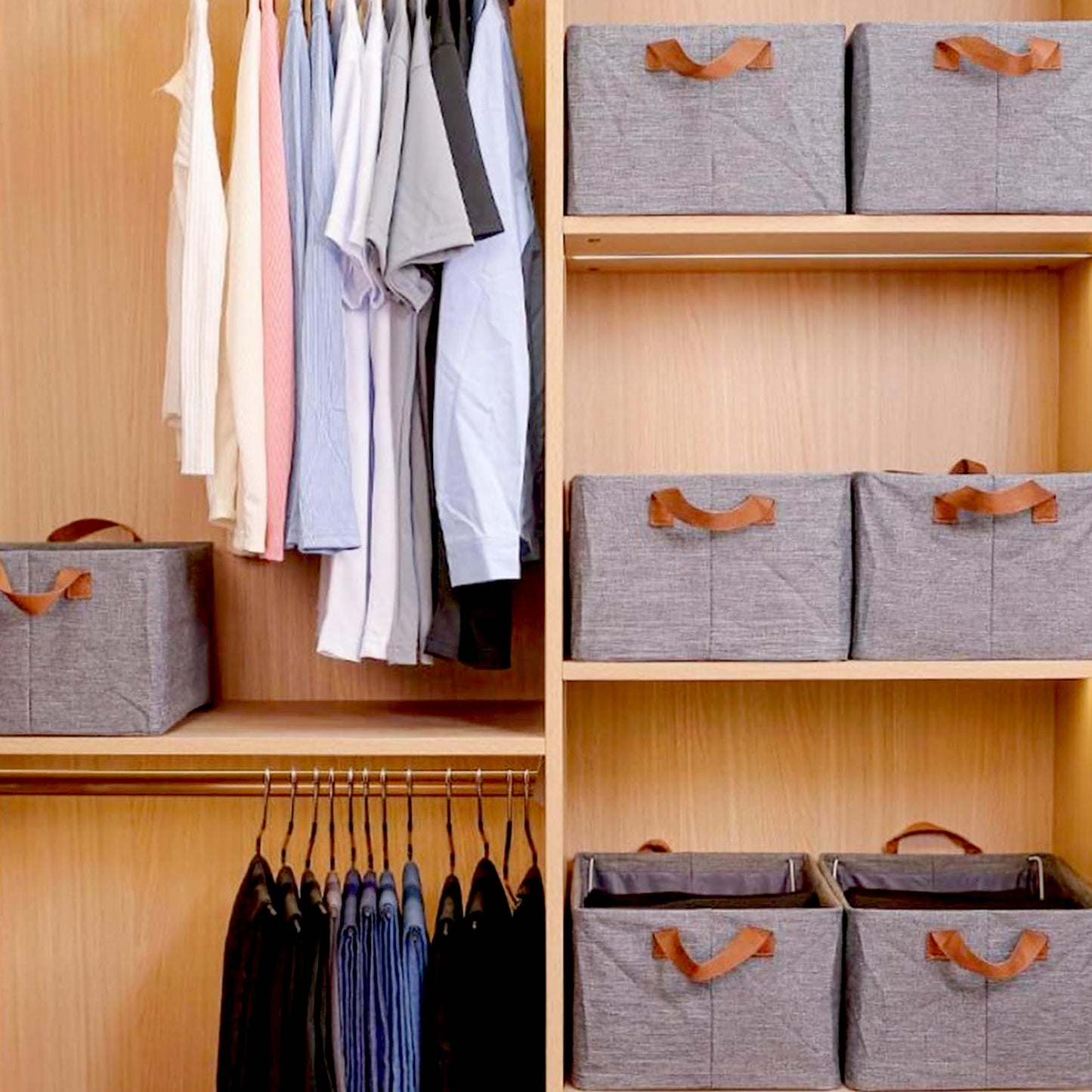 Foldable Storage Box With Lid And Handles Cotton And Linen Storage Bins And Baskets Organizer For Nursery Closet Bedroom Home (45 Cm) - Happy Price - Image 5
