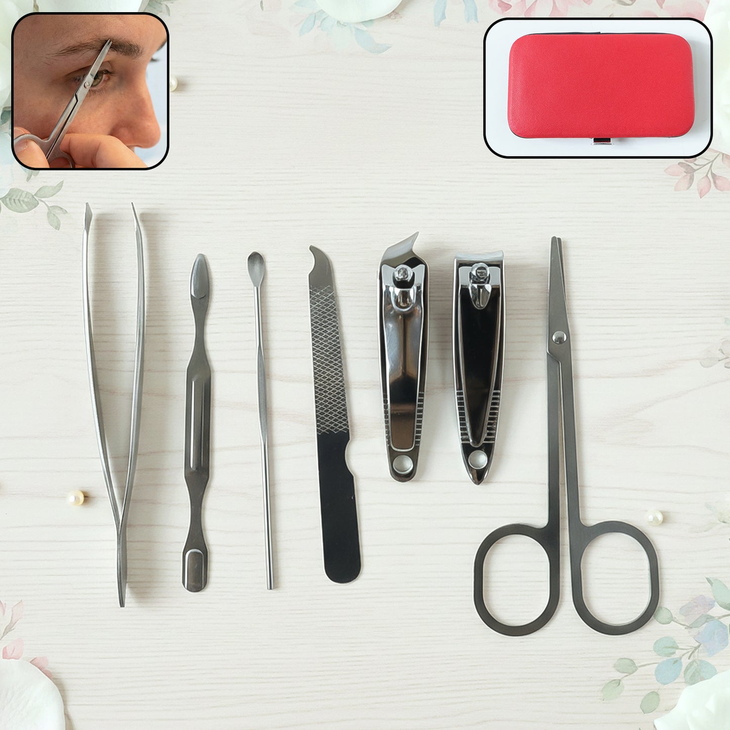7-Piece Stainless Steel Personal Grooming Kit with Case - Happy Price - Image 2