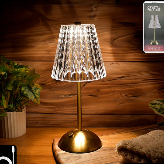 Elegant Crystal Table Lamp with USB Charging - Decorative LED Light for Home & Gifting - Happy Price - Image 1
