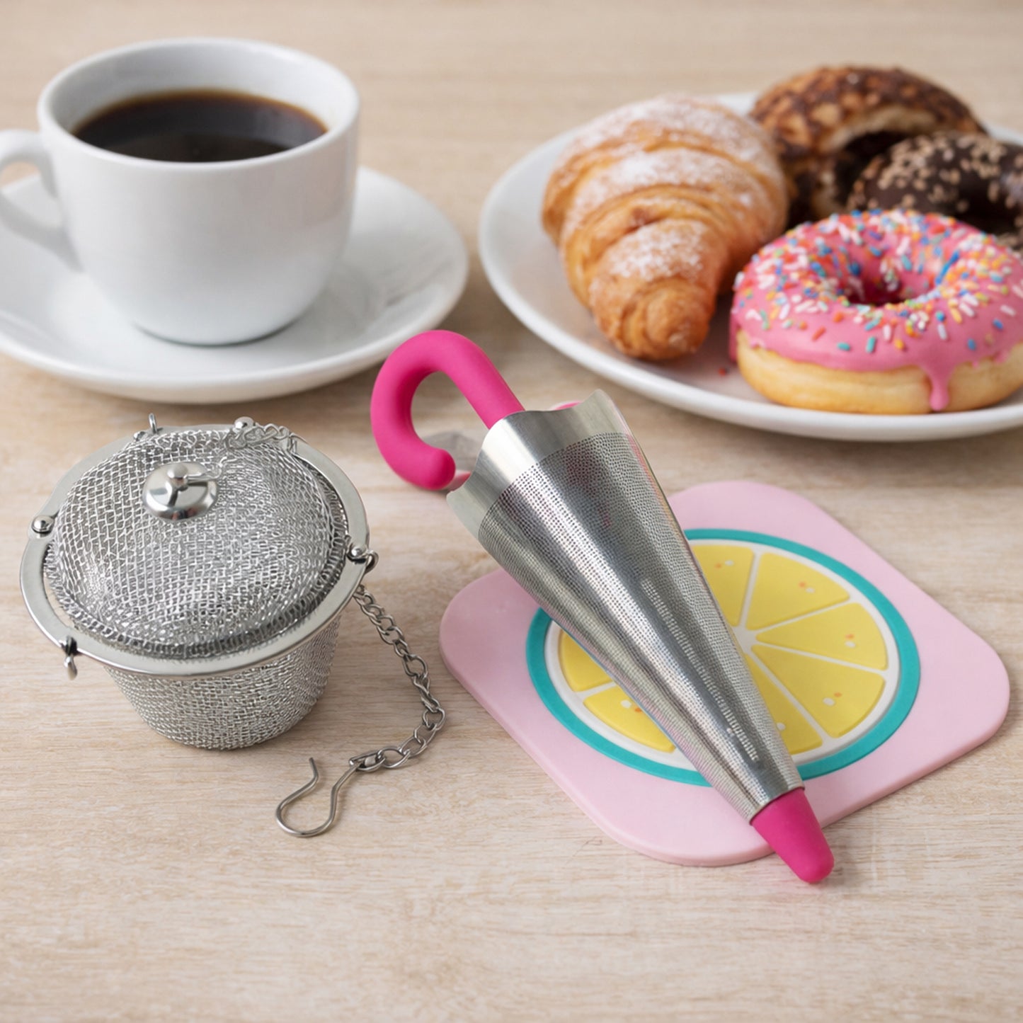 3-in-1 Tea & Coffee Drinkware Accessory Set with Infuser, Stirrer & Coaster - Happy Price - Image 6