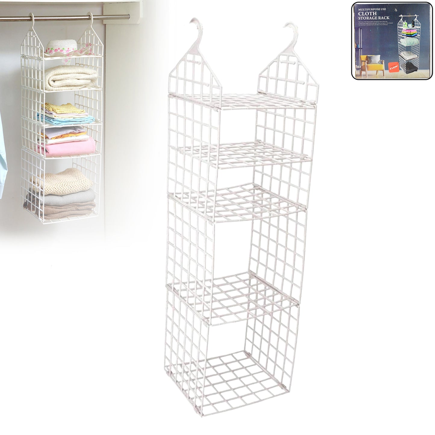 Multipurpose 5 Layer Folding Clothes Storage Rackscloset For Students Wardrobe Shelves Socks Scarf T-shirt Etchanging Organizer Storage Holders  Racks - Happy Price - Image 2