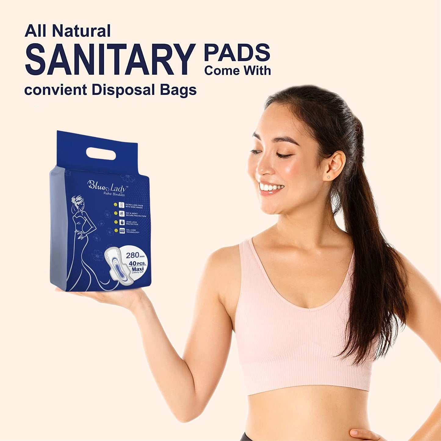 Blue Lady Extra Long Pads With Wides Wings Sanitary Pads  320 Mm 40-pack - Happy Price - Image 5