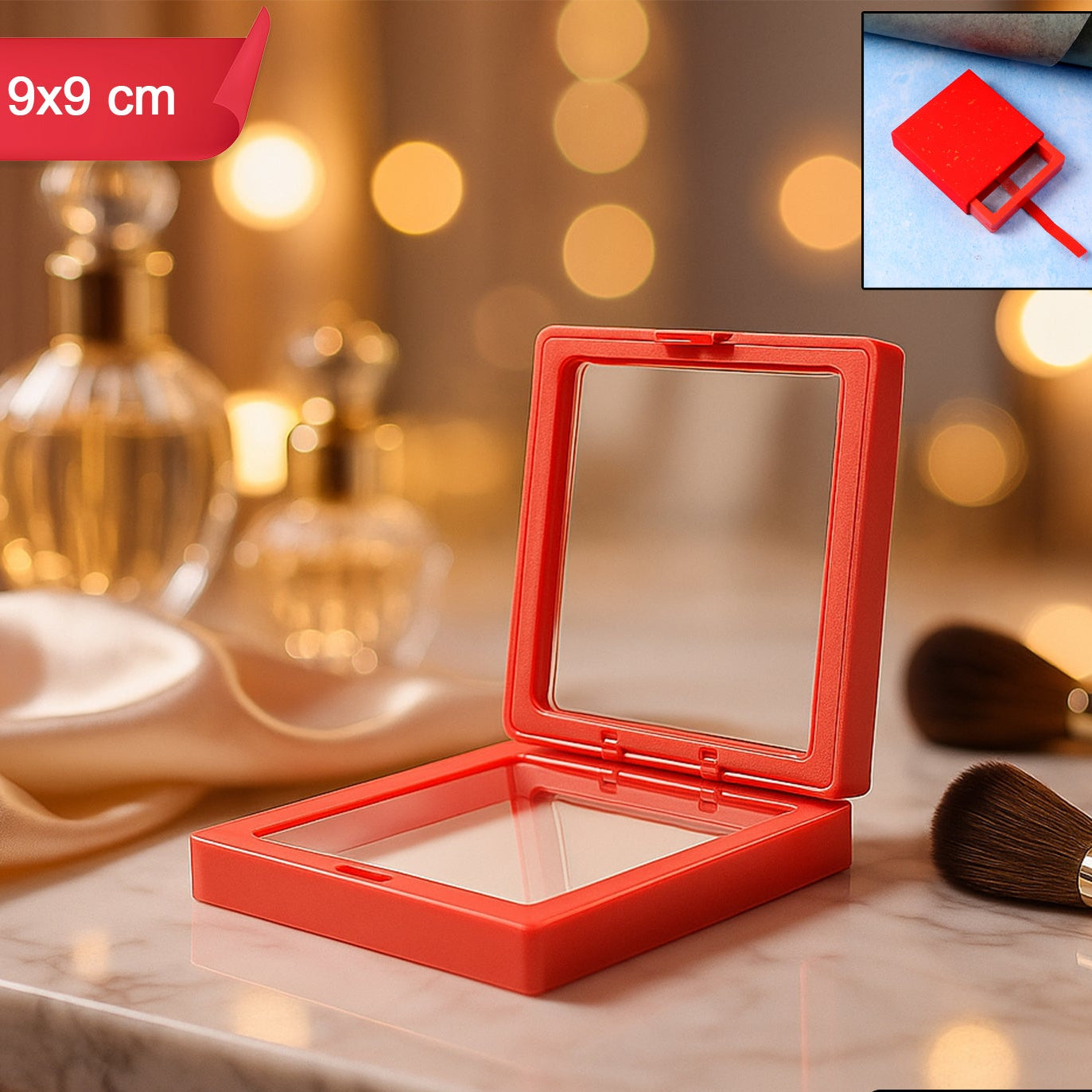 Transparent Jewellery Display Box 9x9 cm (1 Pc) - Floating Frame Organizer - Happy Price - Image 1