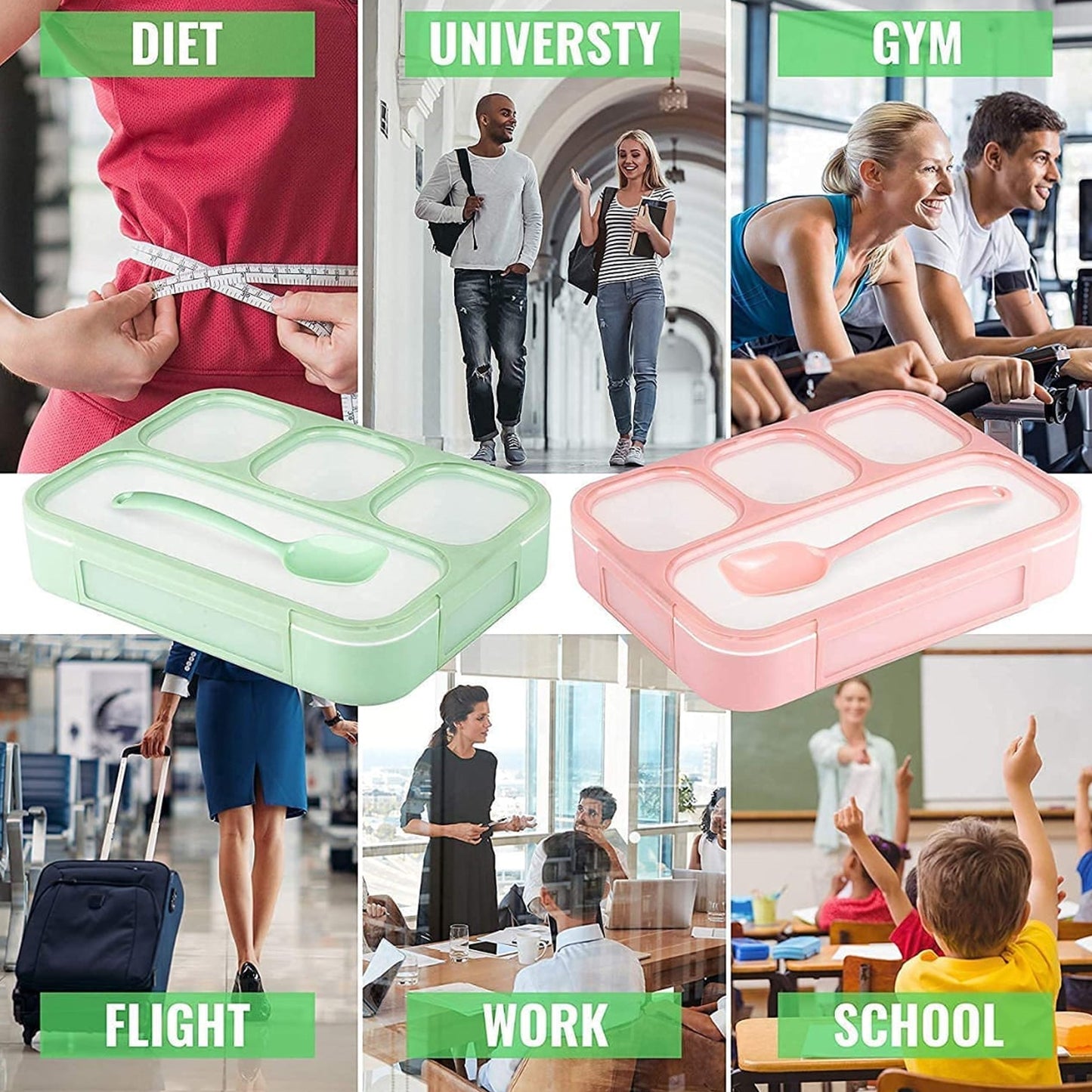 Lunch Box 4 Compartment With Leak Proof Lunch Box For School  Office Use - Happy Price - Image 3