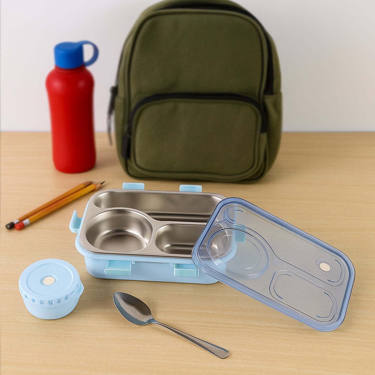 Stainless Steel Compartment Lunch Box with Side Container - Leakproof Bento for Office & School - Happy Price - Image 4