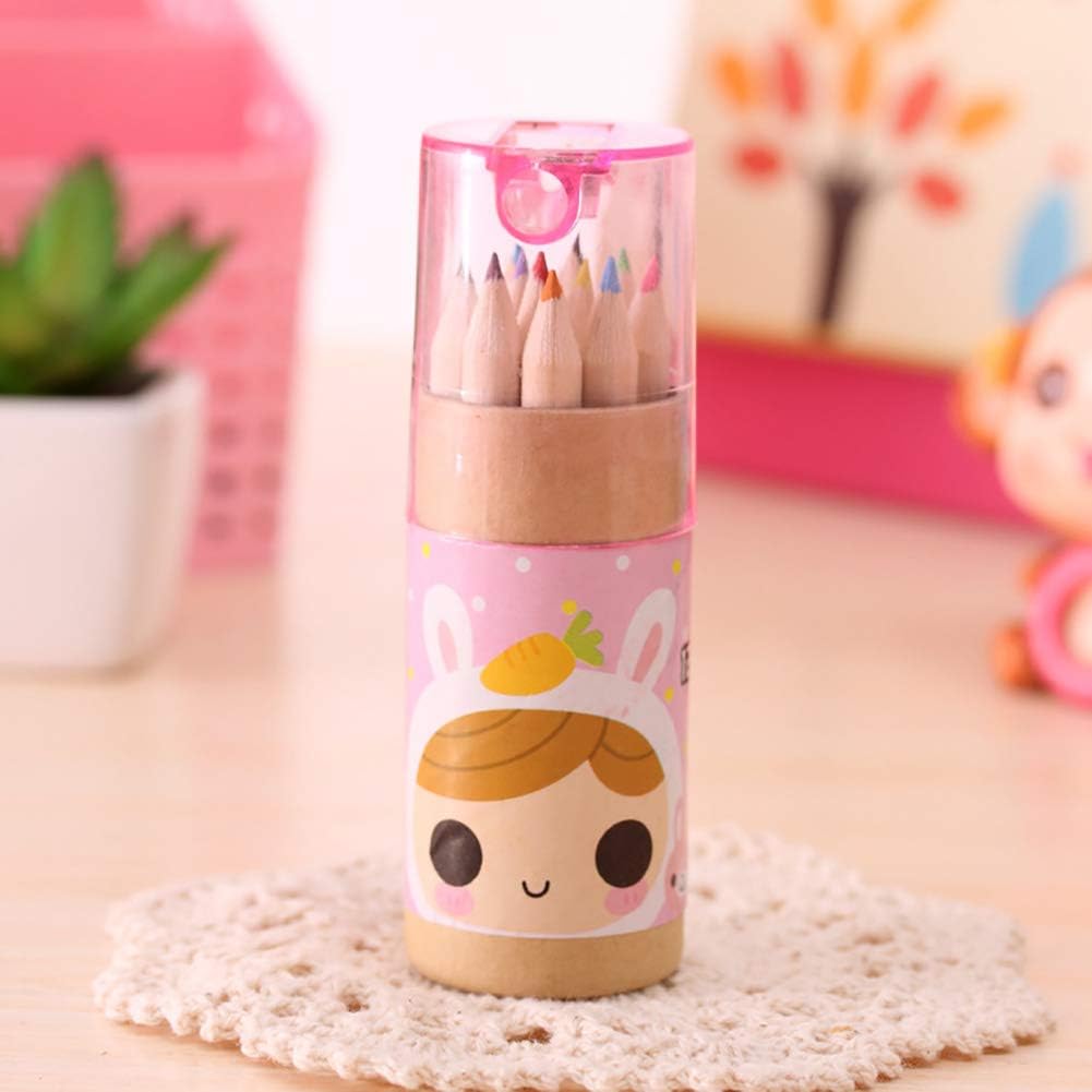 12 Colouring Pencils Kids Set Pencils Sharpener Mini Drawing Colored Pencils With Sharpener Kawaii Manual Pencil Cutter Coloring Pencil Accessory School Supplies For Kid Artists Writing Sketching - Happy Price - Image 7