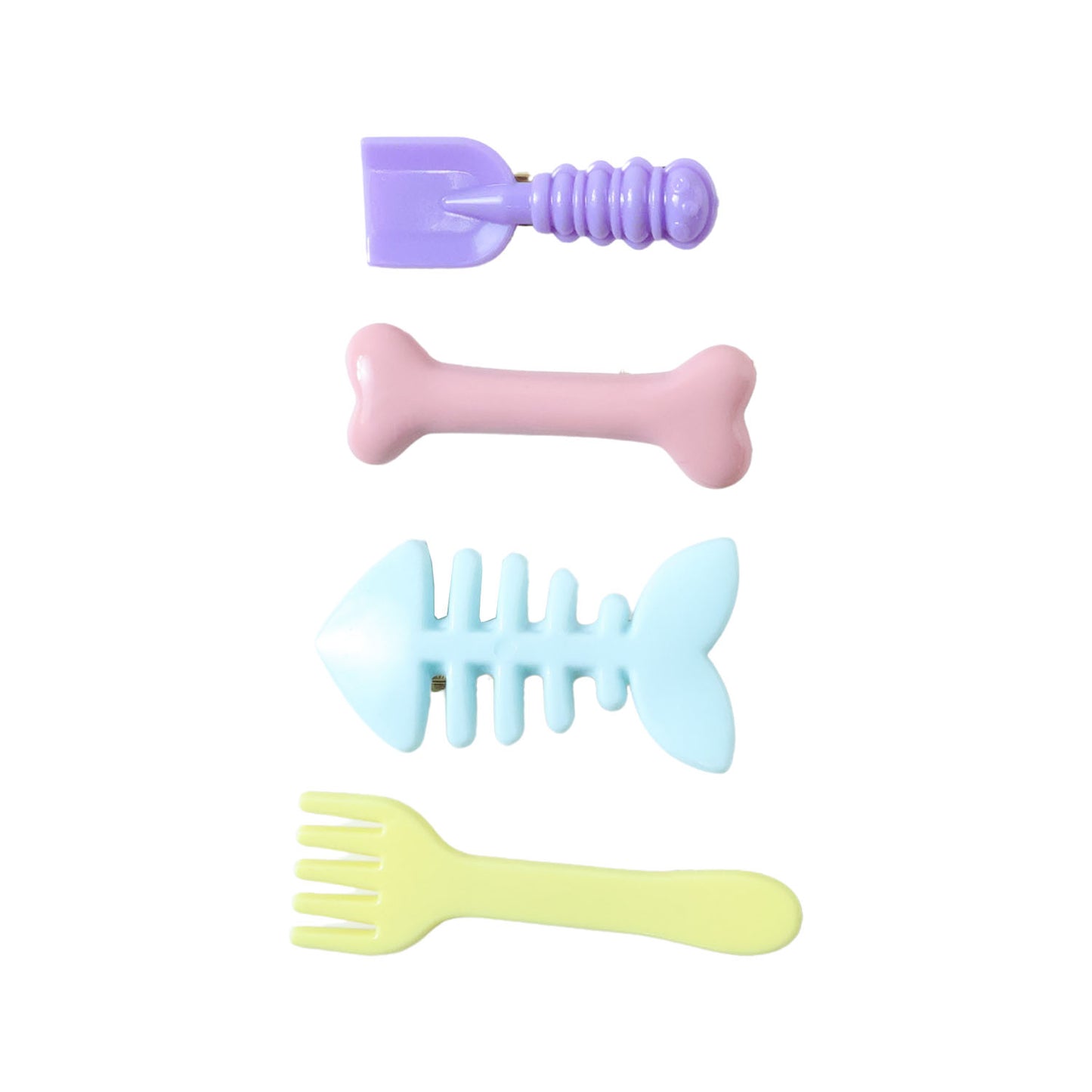 Cute Food Shape Hair Clip Set (4 Pc) - Fun Fork, Fish Bone, Drumstick & Spatula Designs - Happy Price - Image 4