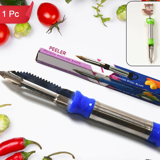 2in1 Multi-purpose Stainless Steel Peeler With Hanging Ring For Vegetables Potato Peeler Carrot Grated Suitable For Peeling And Shredding Fruit And Vegetables Kitchen Accessories Piller (1 Pc) - Happy Price - Image 1