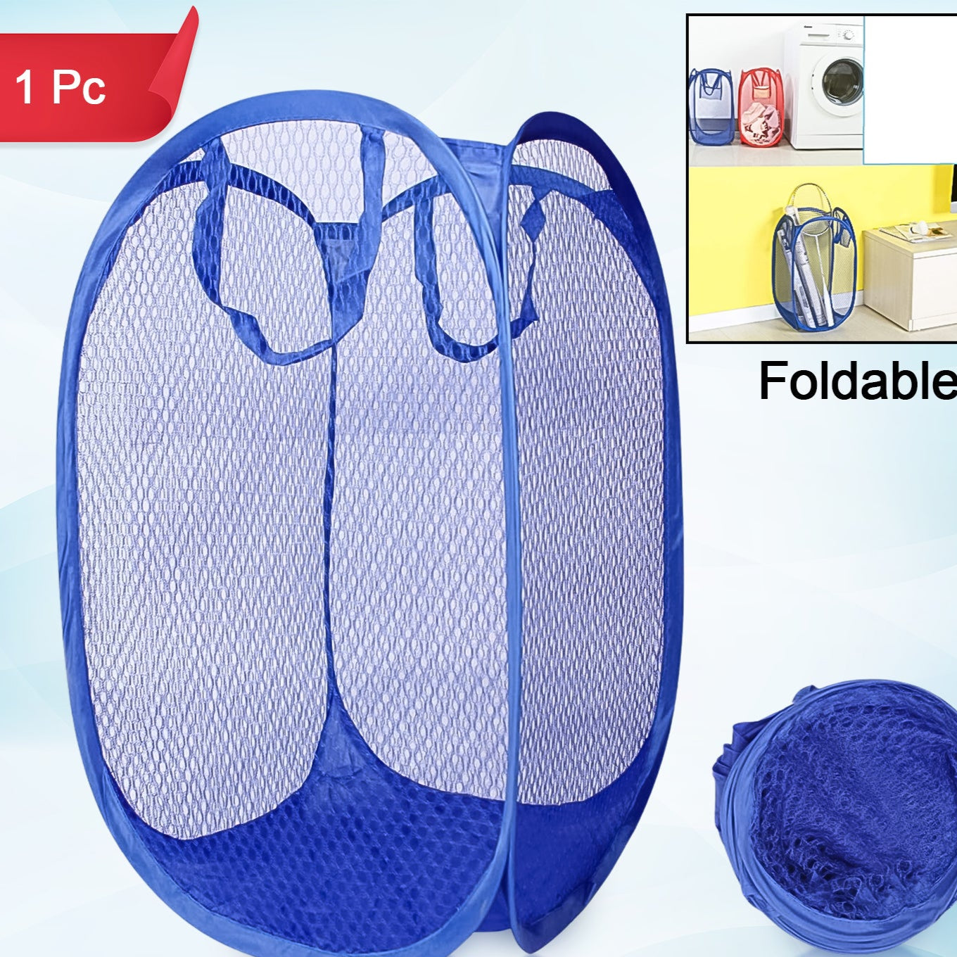 Foldable Collapsible Mesh Laundry Bag Pack Of 1 (Mix Color) - Happy Price - Image 1