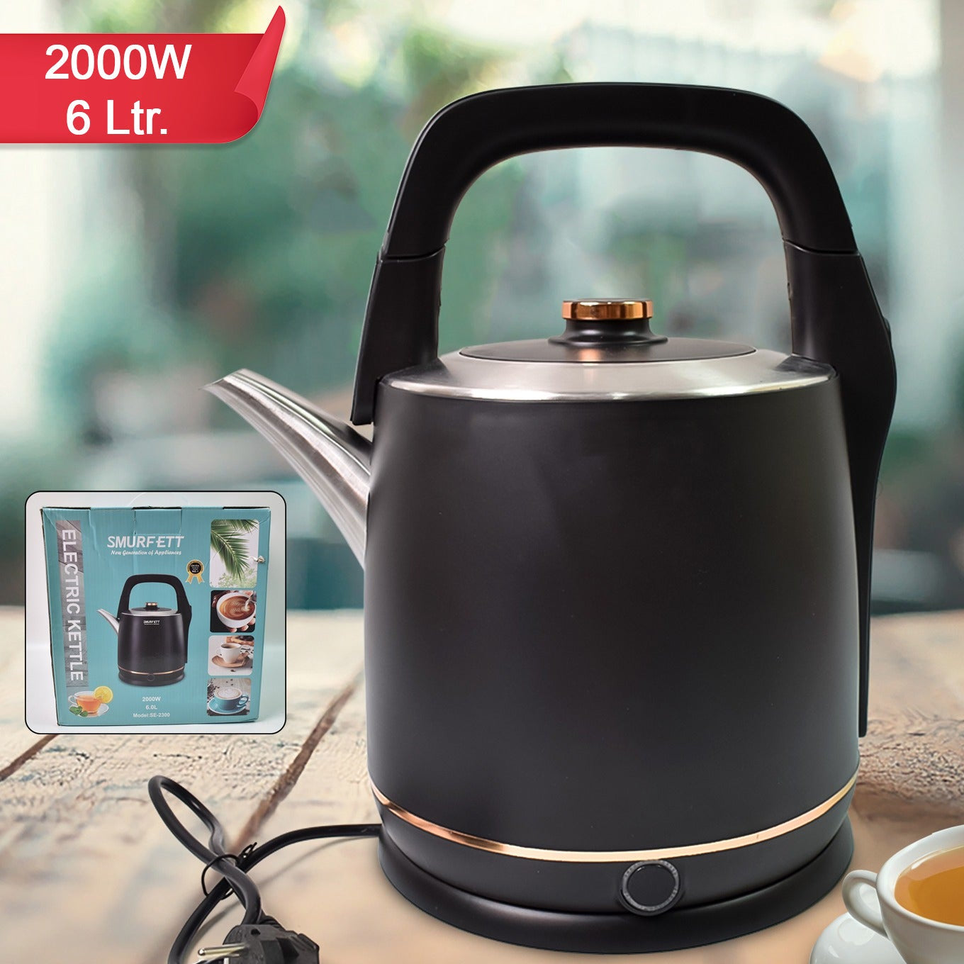 Stainless Steel Electric Kettle 2000 Watt (6 Ltr.) - Happy Price - Image 1