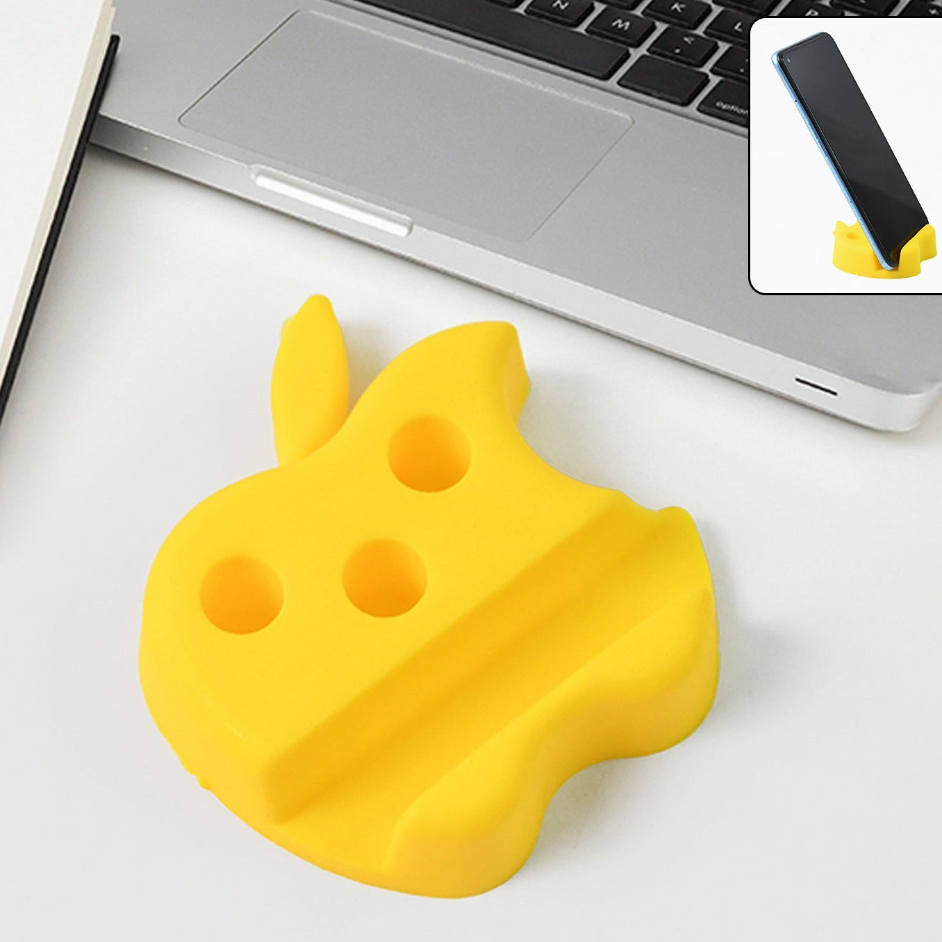 Apple Shape Mobile Stand with Pen Holder - 1 Pc, Assorted Colors - Happy Price - Image 1
