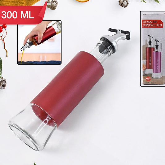 Glass Oil Dispenser with Protective Plastic Casing - 300ml - Happy Price - Image 1