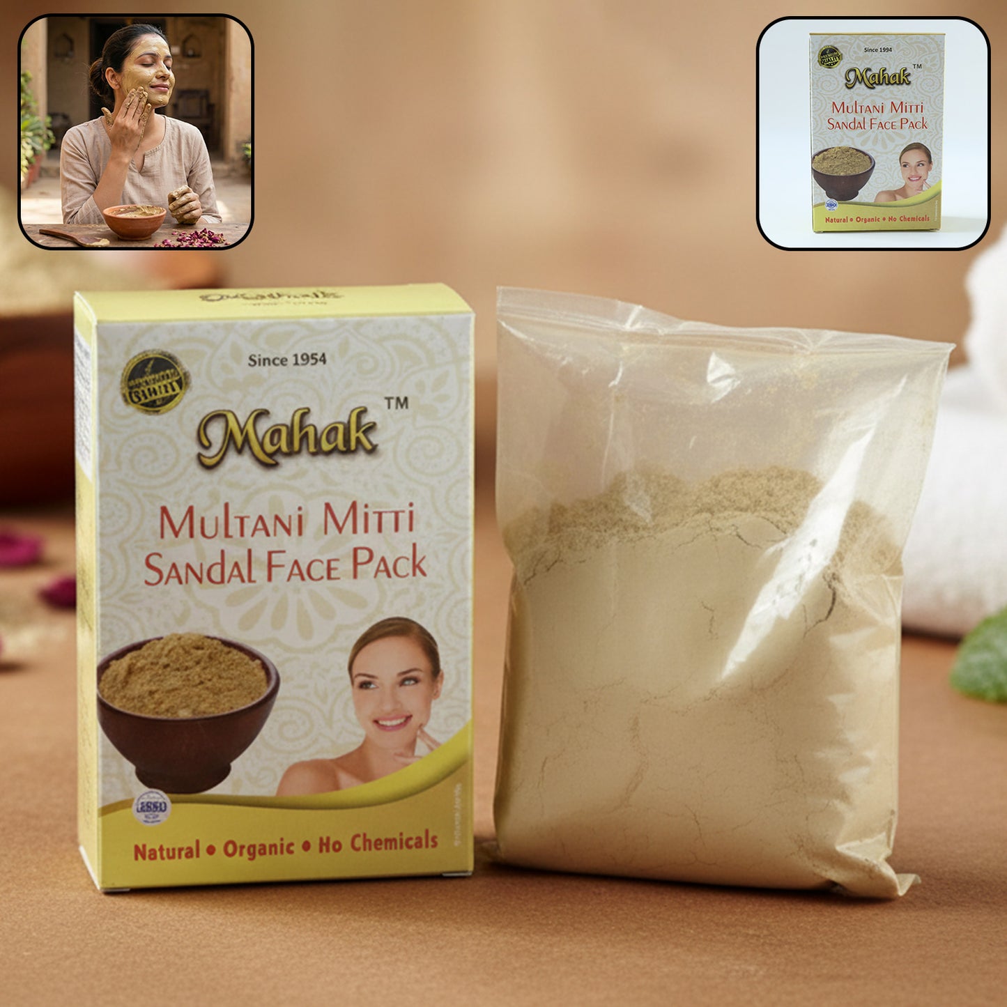 Herbal Multani Mitti & Sandal Face Pack Powder - 80 gm - Happy Price - Image 2